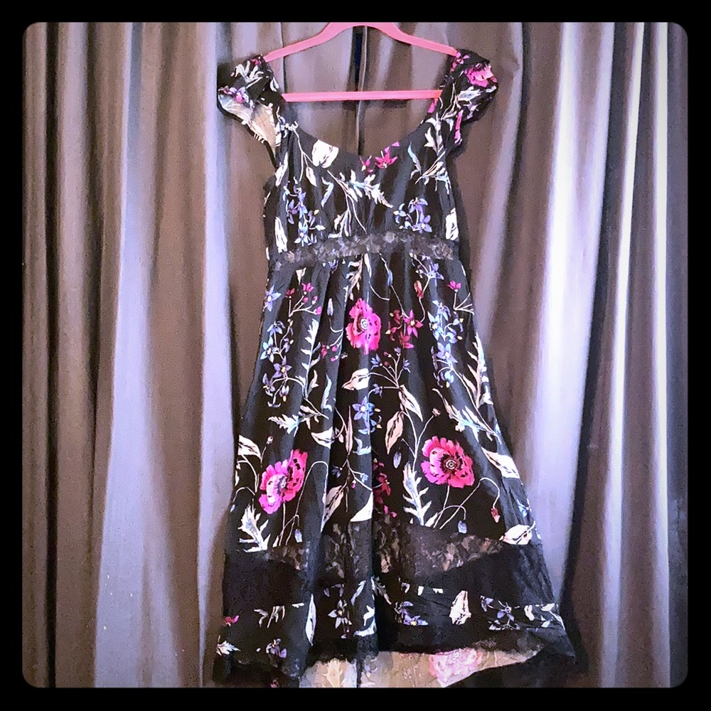 Express Black floral elegant flirty dress